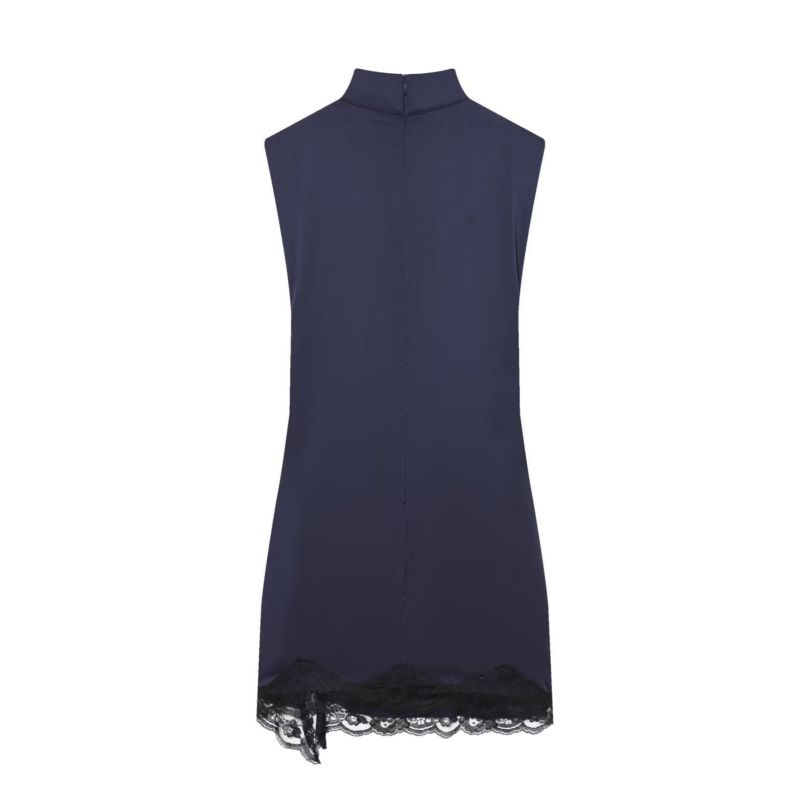 Lace patchwork satin texture  dress