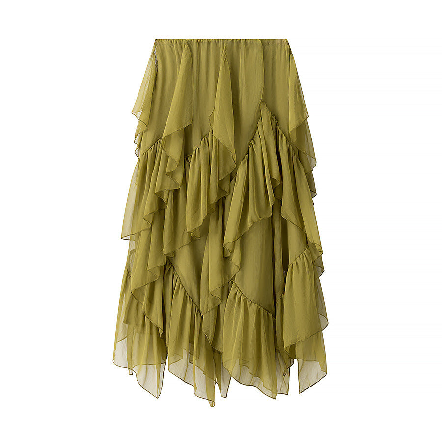 Isahora Ruffled chiffon pleated skirt