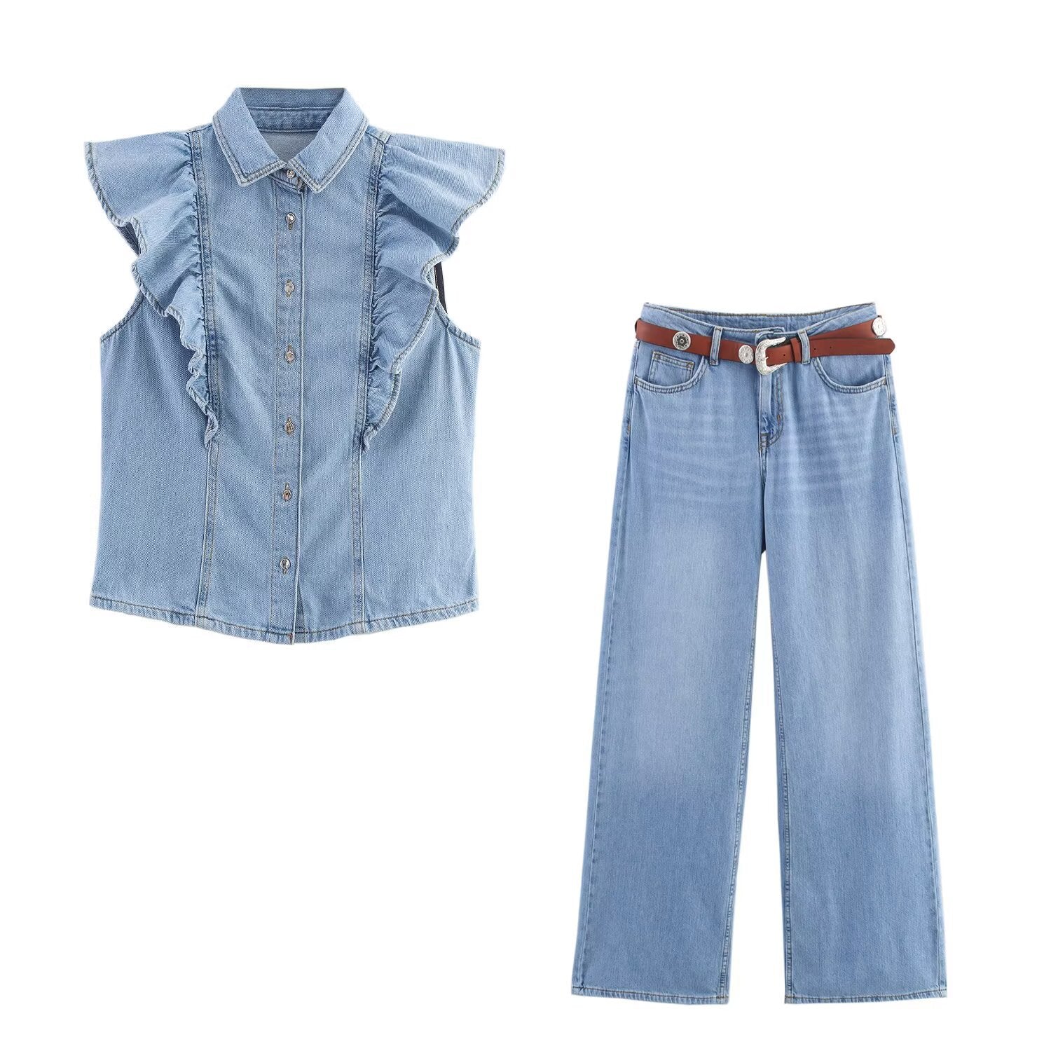 Stacey denim high waisted set