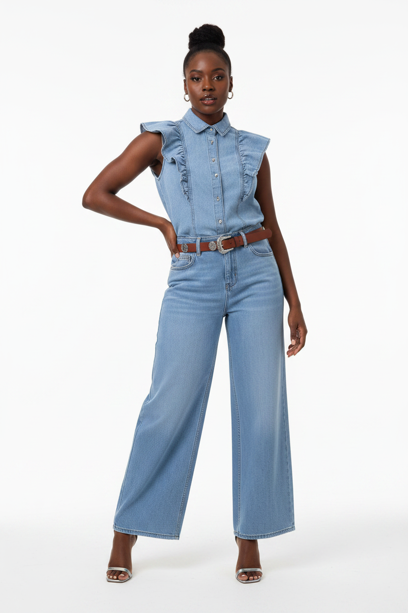 Stacey denim high waisted set