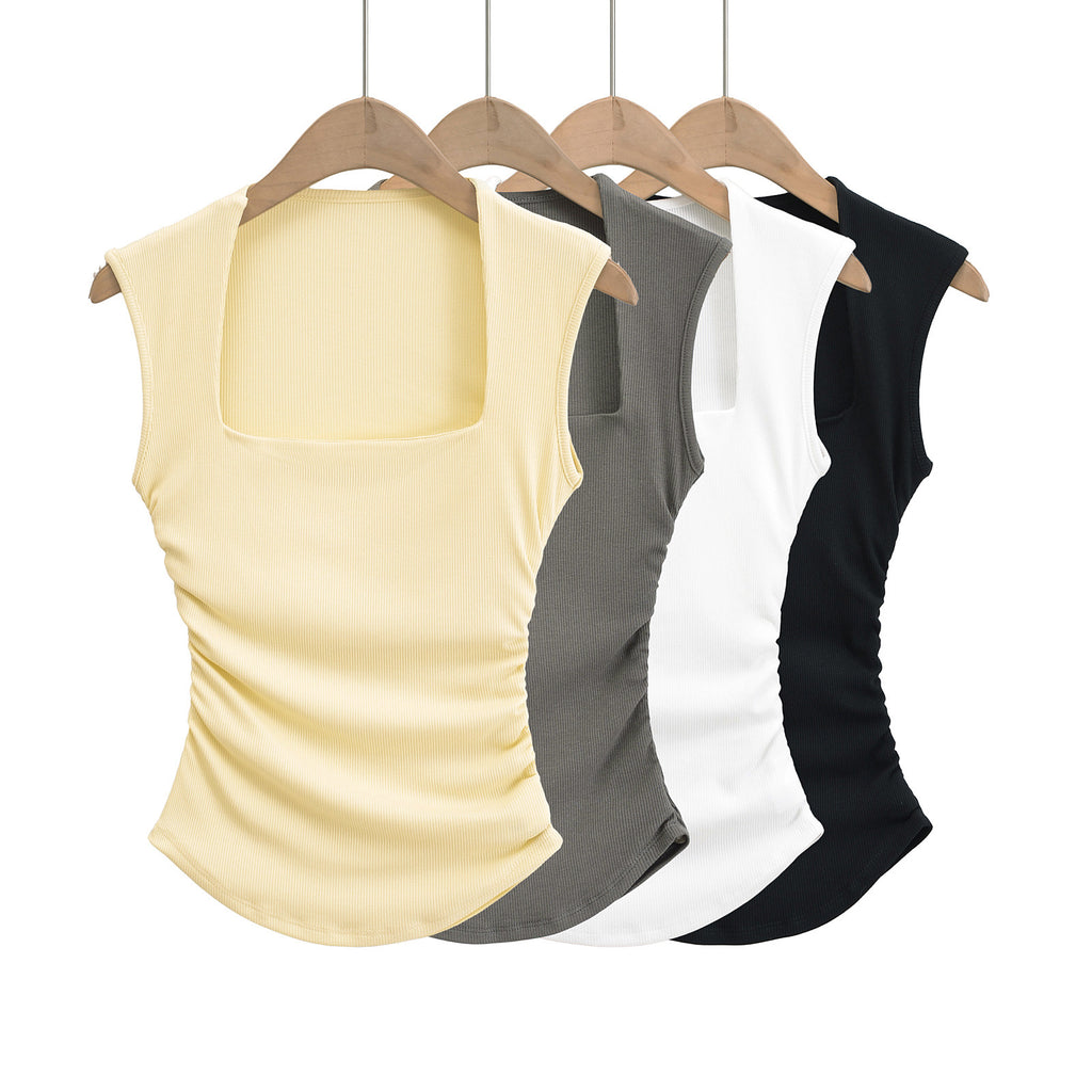 Emie Sweet Summer Ribbed Ruched Top