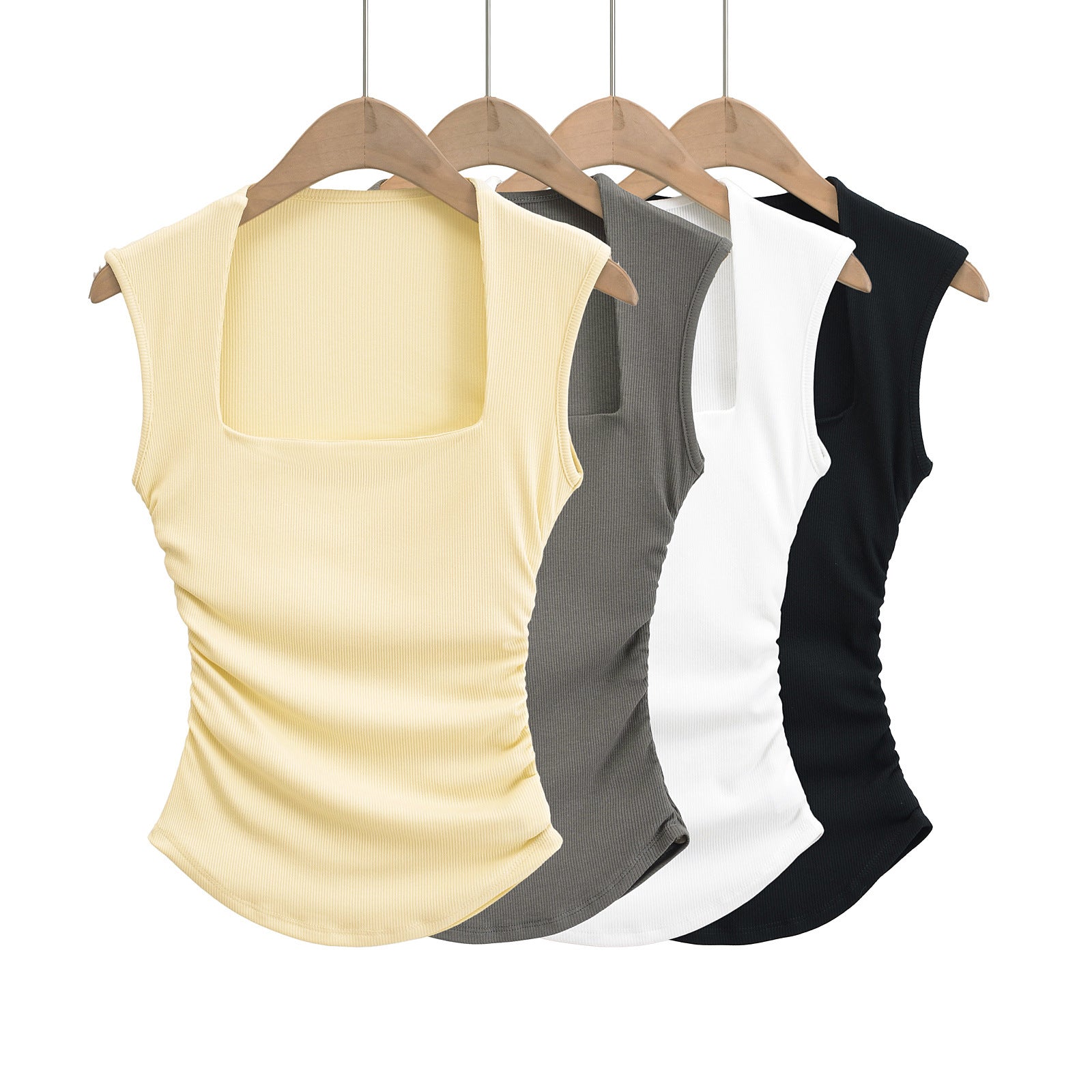 Emie Sweet Summer Ribbed Ruched Top