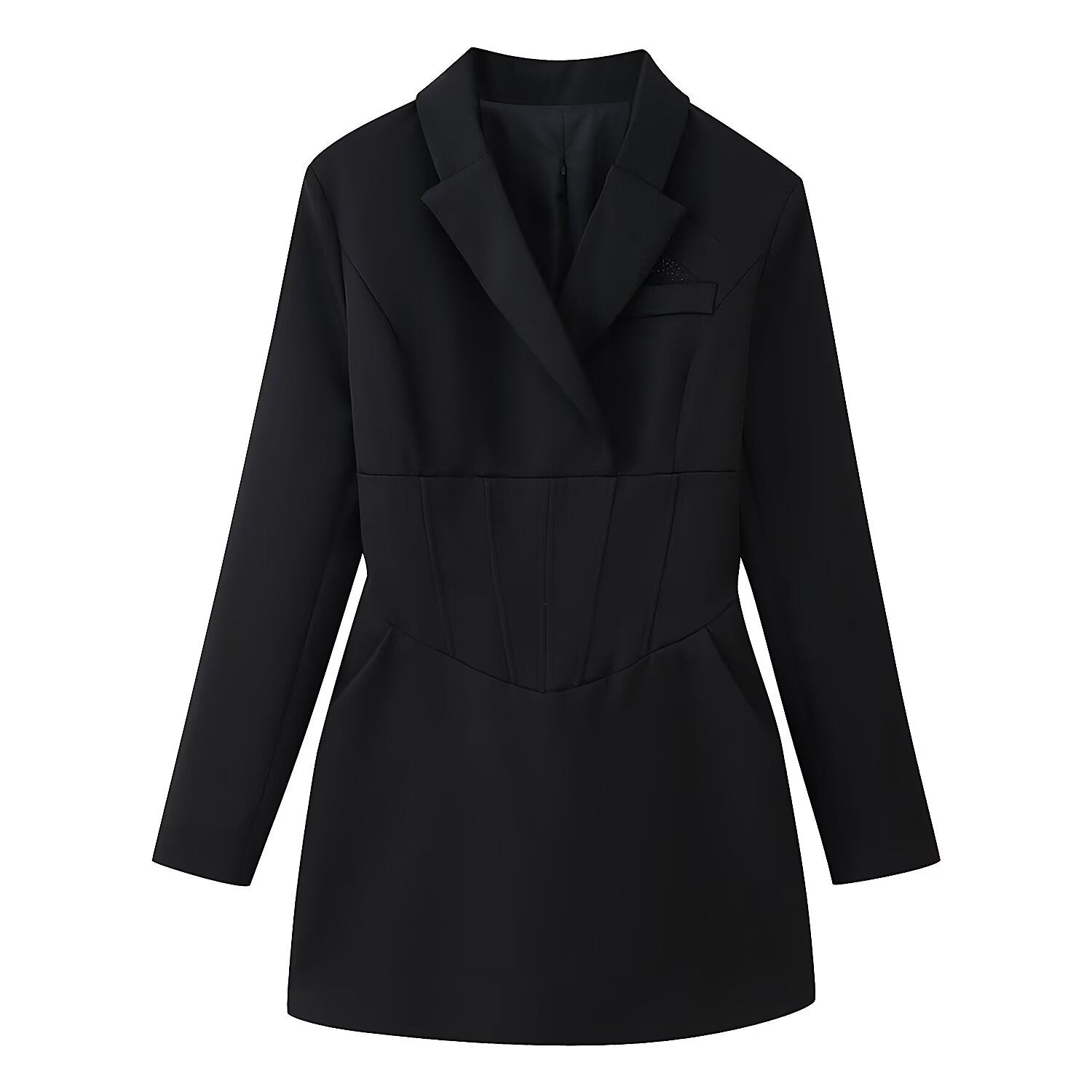 Fishbone waist cinching lace up suit style dress