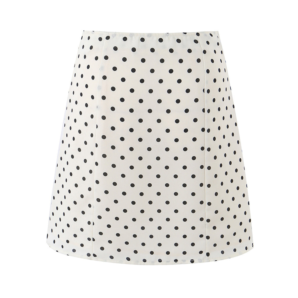 Polka dot hip wrap skirt