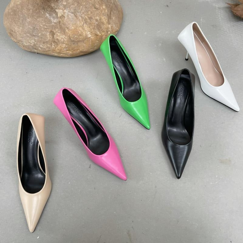 Pointed thin high heels shallow mouthed