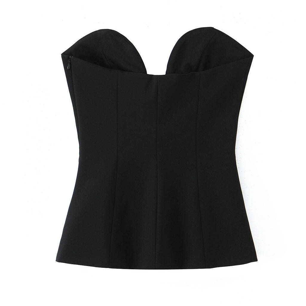 Nadia Spicy girl contrasting flower strapless top