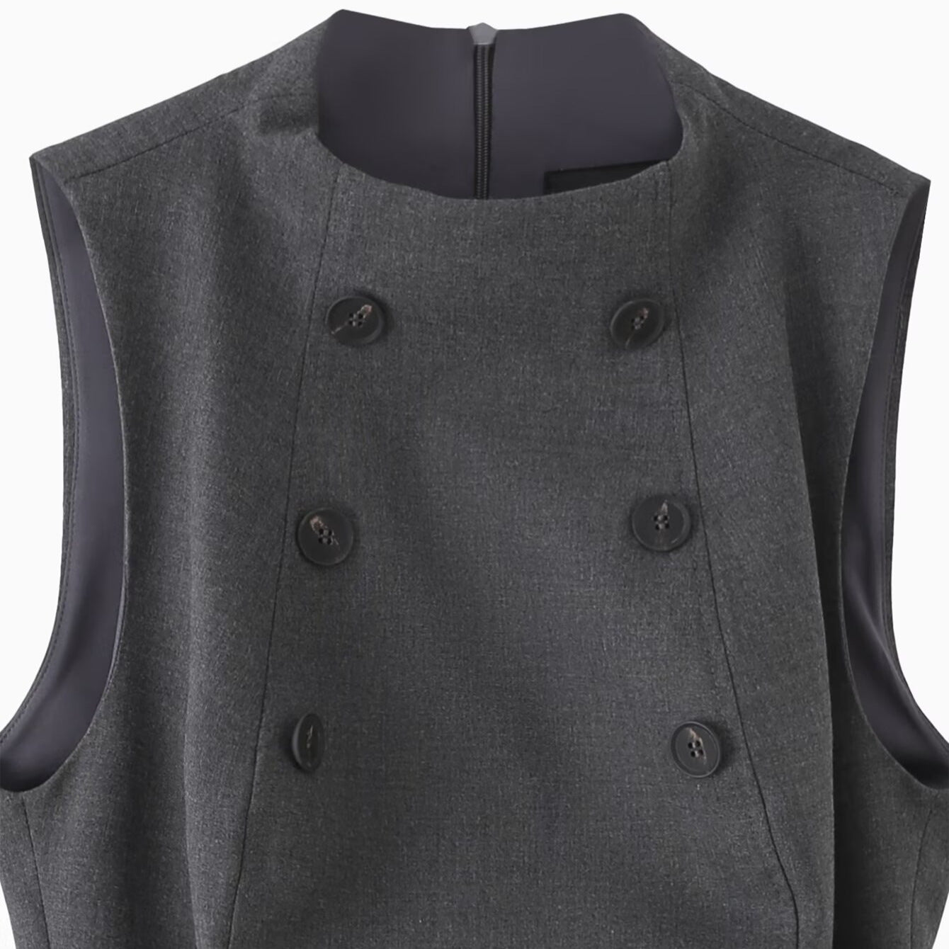 Sleeveless High Neck Buttoned Top