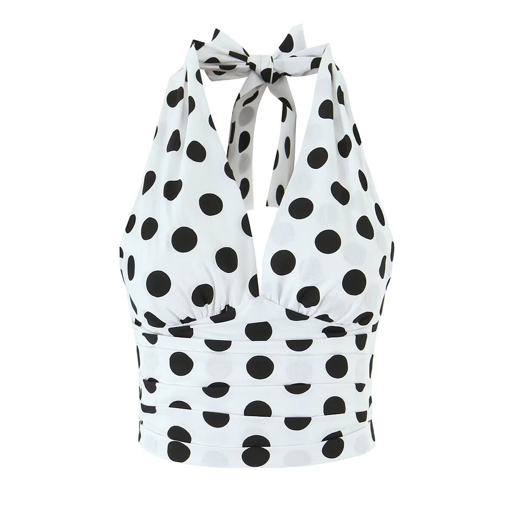 Lisa Polka Dot Crop Top and Mid-Length Skirt