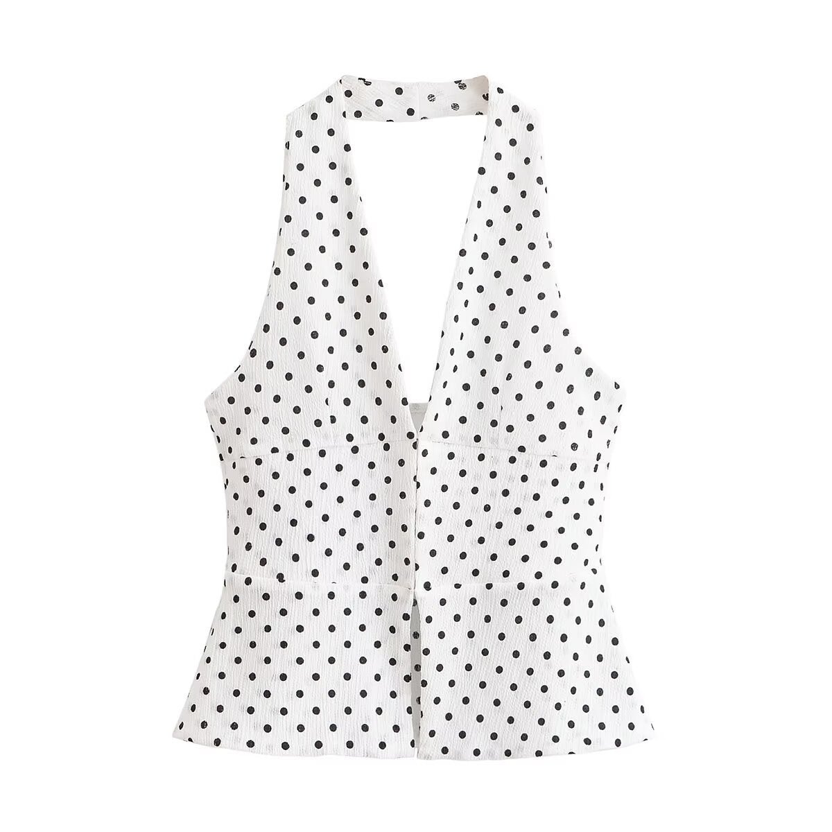 Brooklyn Polka dot collar top+flared pants set