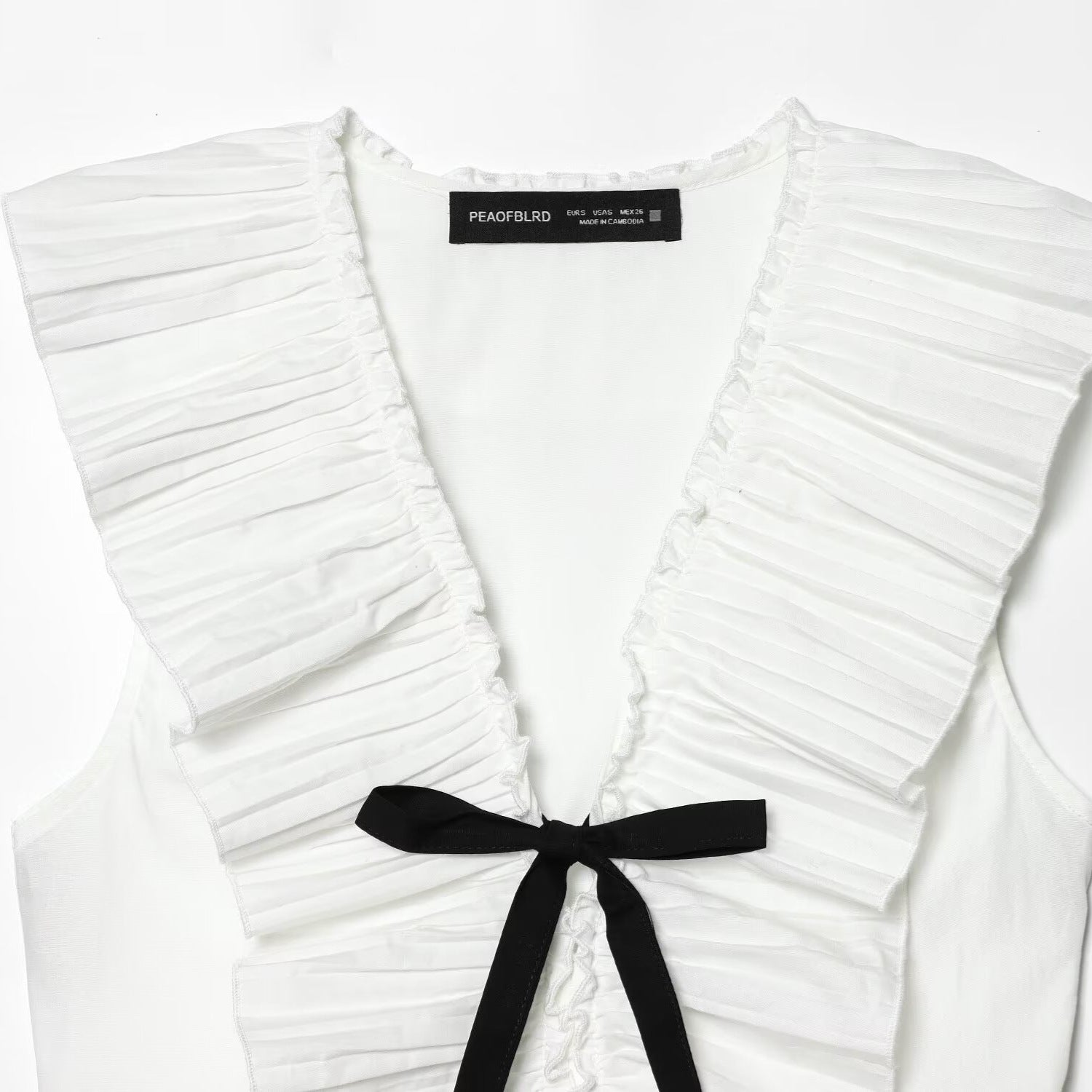Liya Bow decoration small pleated layered sleeveless top