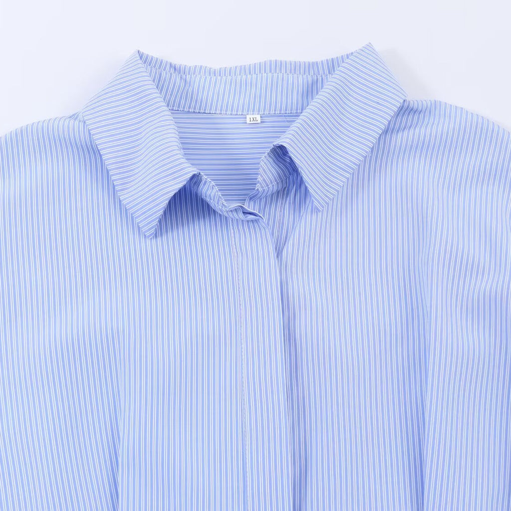 Alexa commuting waist cinching striped shirt