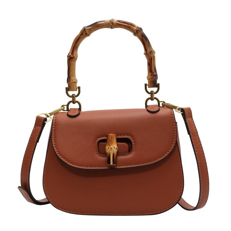 Mary Handheld bamboo shoulder retro saddle bag