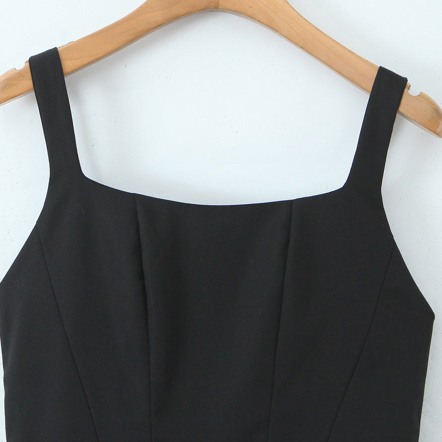 Bella Bow-Back Flared Skater Mini Dress in Classic Black
