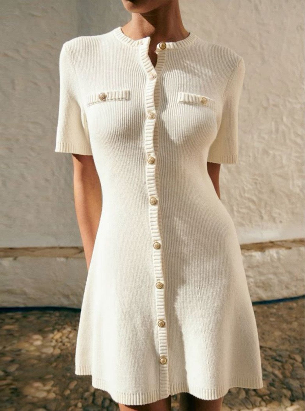 Ana Slim Fit Short Sleeve Waist-CinchingSummer Dress