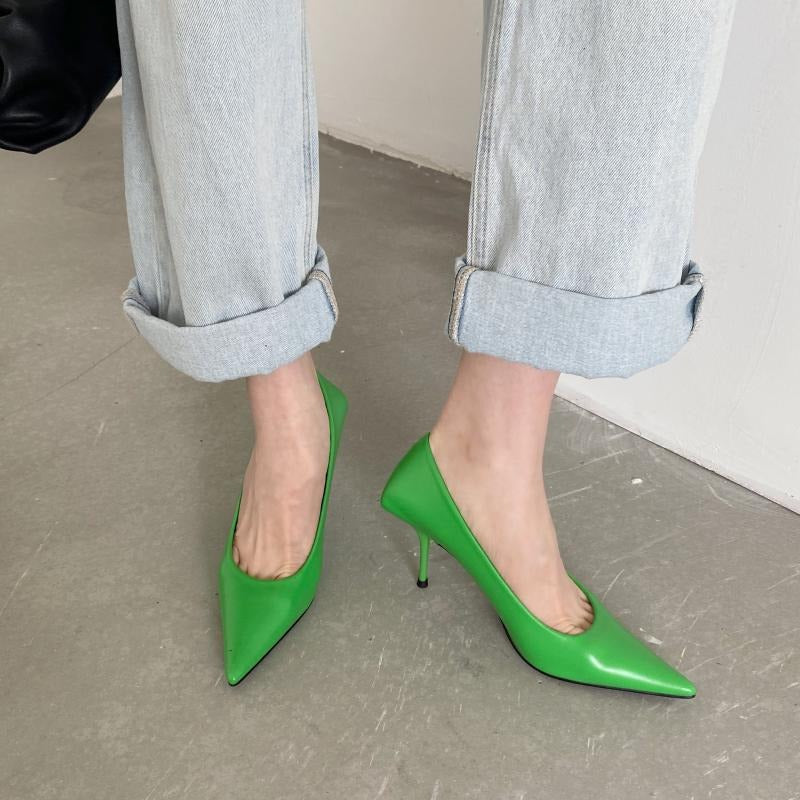 Pointed thin high heels shallow mouthed