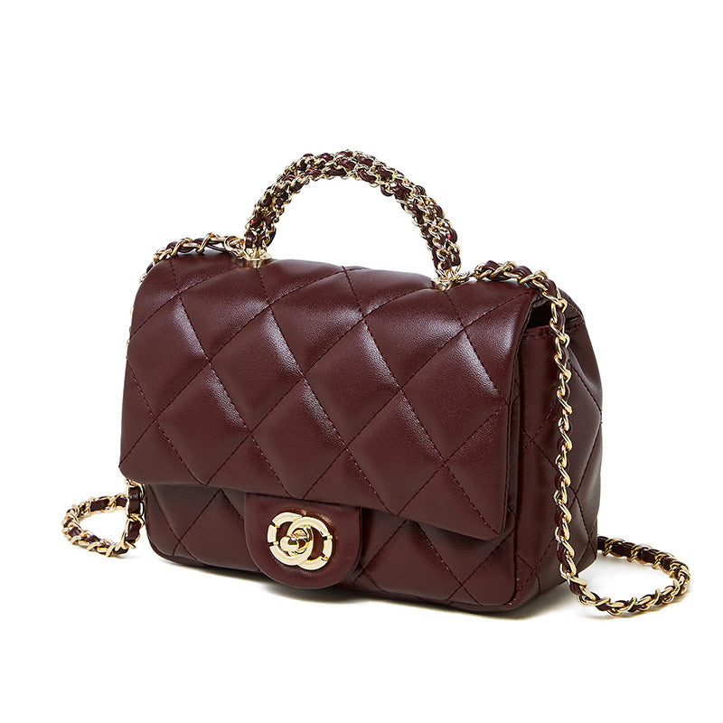 Luna Metal chain diamond grid handbag