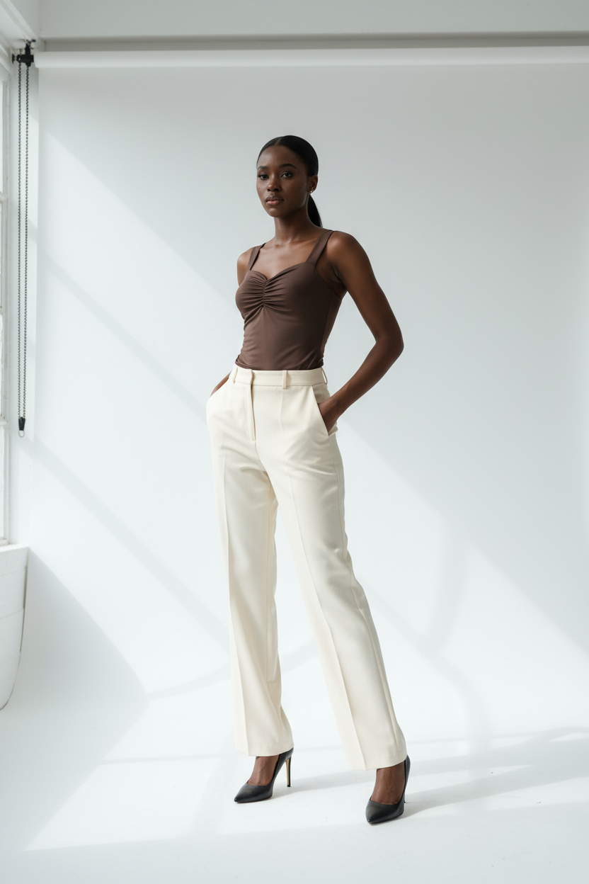 Hannah Slim fit pleated sleeveless top