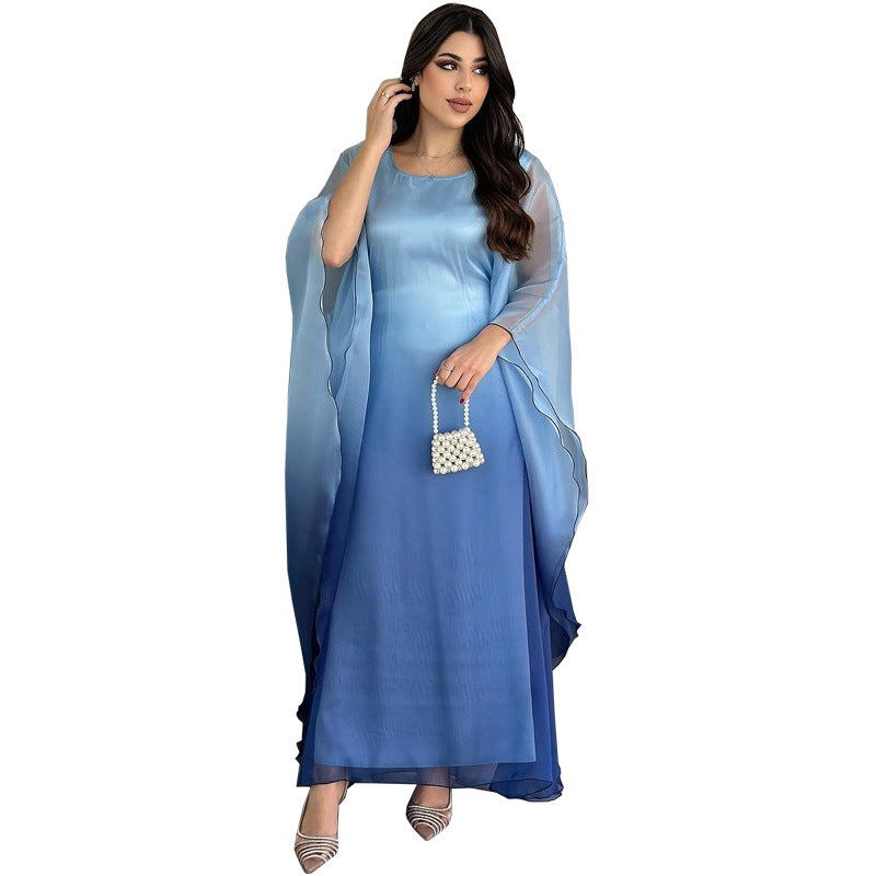 Gradient Satin  One Size Loose Fit with Cinched Waist Dress