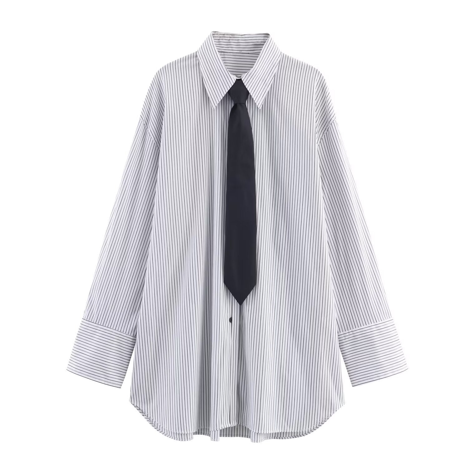 Tie decoration poplin casual shirt