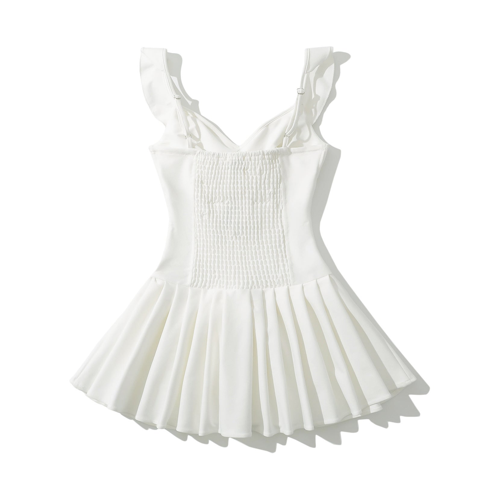 "Seraphina" White Coquette Ruffle Bustier Mini Dress