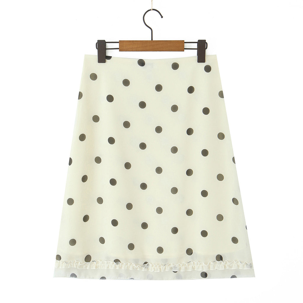 Wave Point Low Waist A Swinging Mid length Skirt