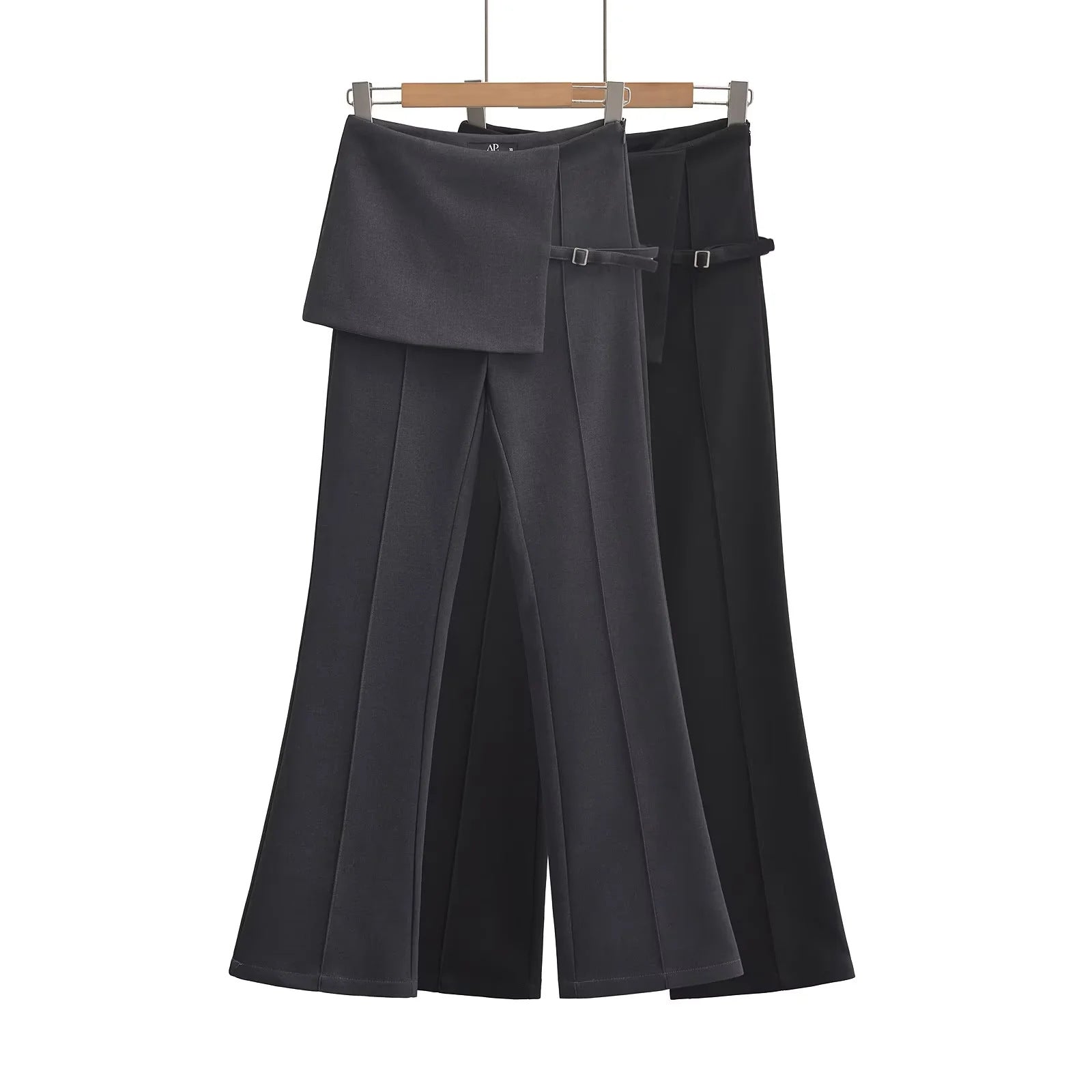 Bobi" Asymmetric Wrap-Front Tailored flared Trousers