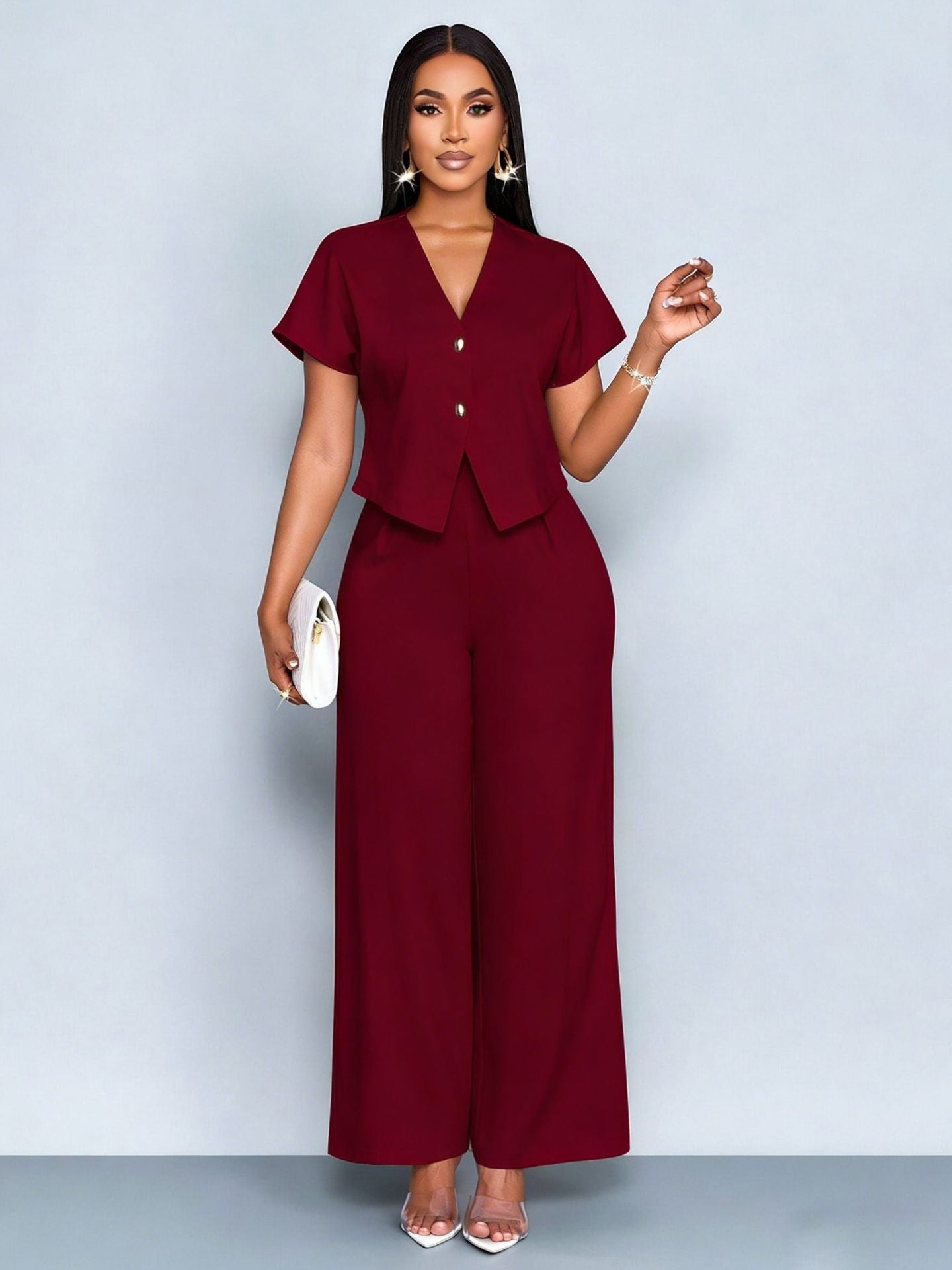 Serena High-Waist Wide-Leg & Cropped Vest Set