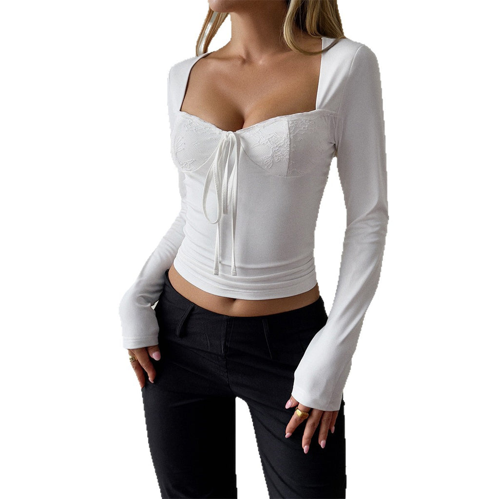 Lace long sleeved vest T-shirt for women