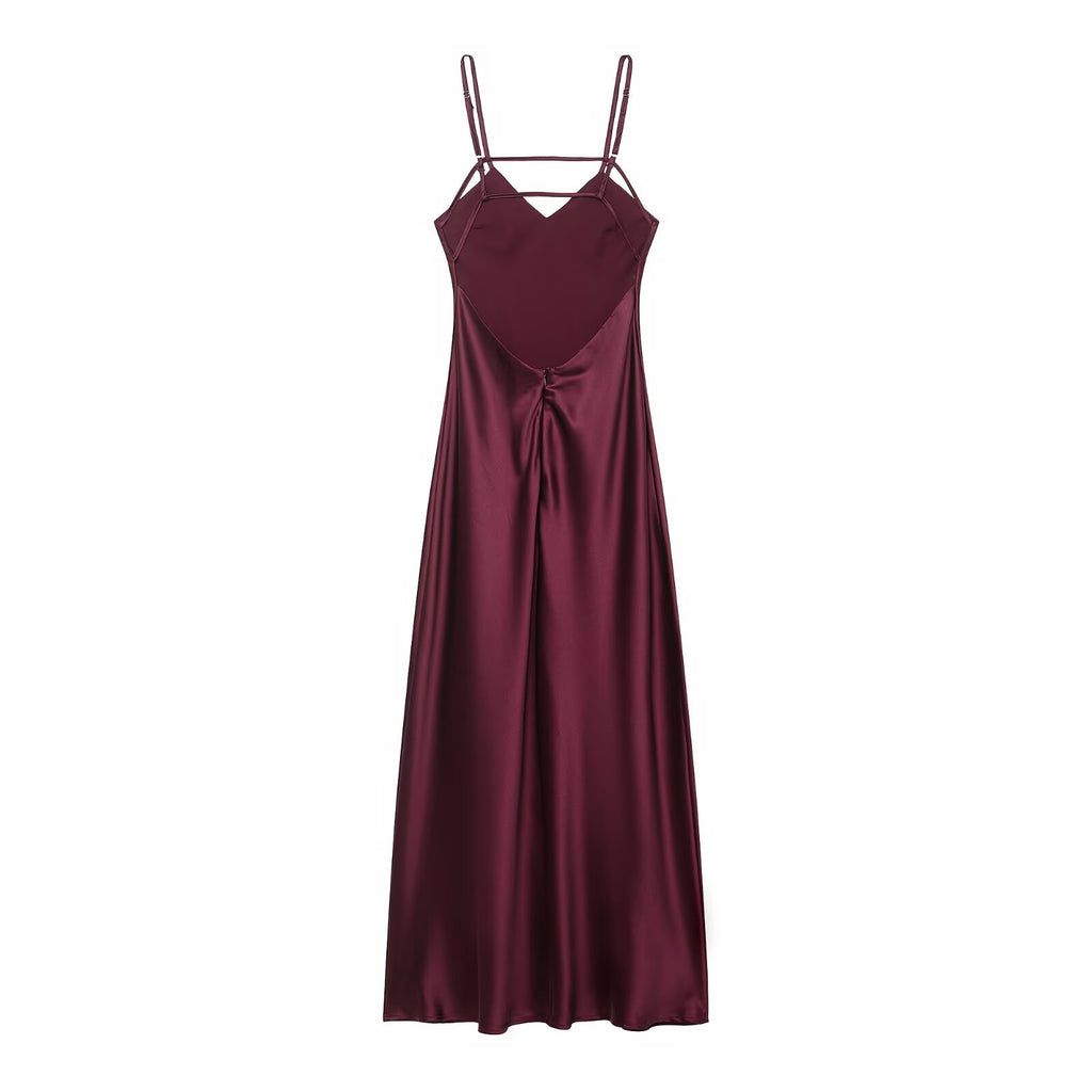 Sexy satin flute dress with embellishment