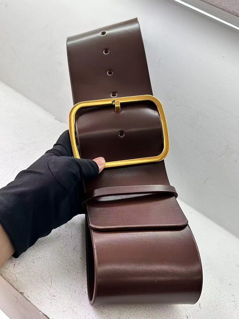 Autumn and Winter New Fashion Sheepskin Wide Belt Waist Cover Looks Thin