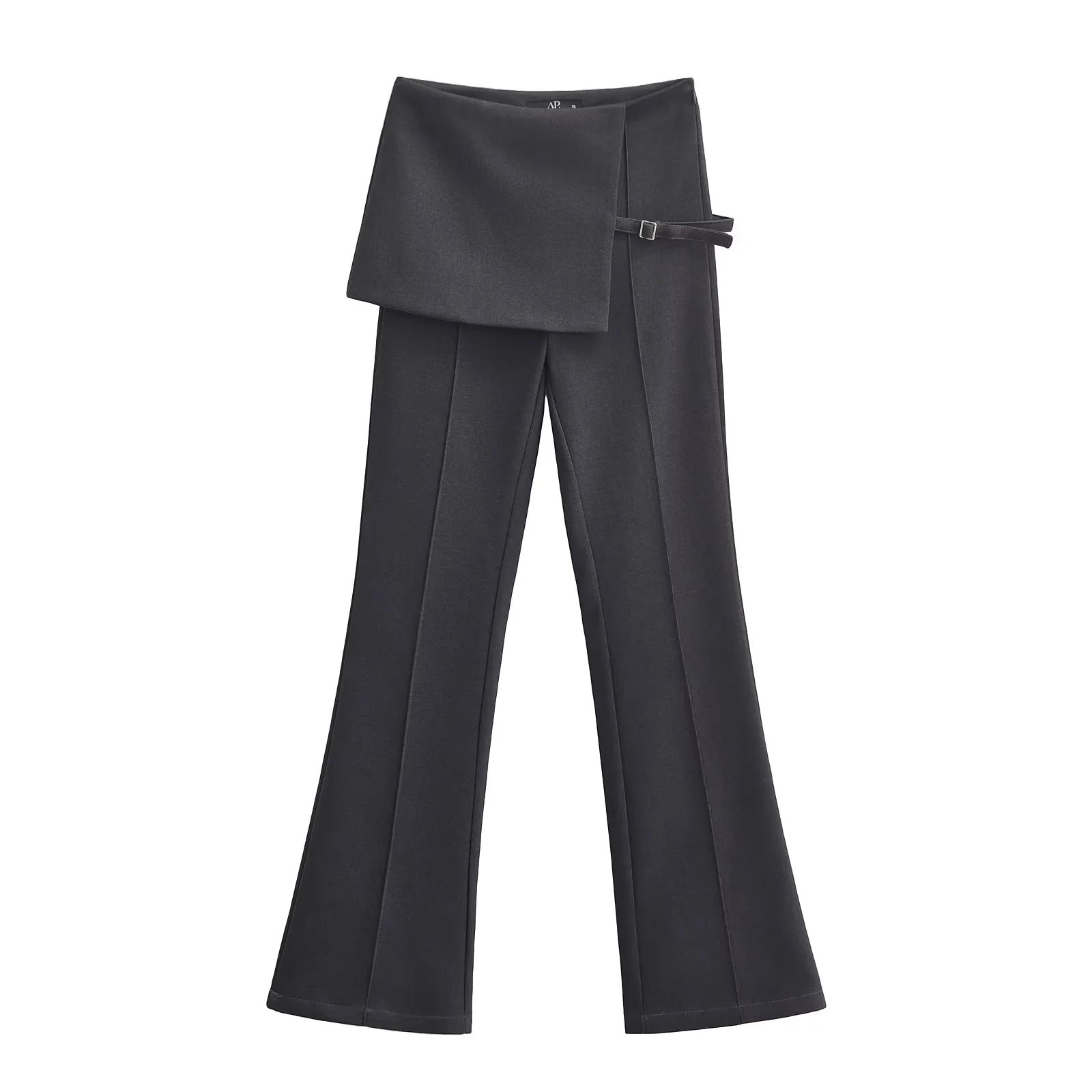Bobi" Asymmetric Wrap-Front Tailored flared Trousers