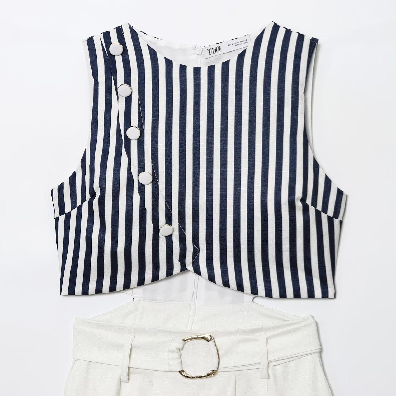 Lisa Linen waist belt patchwork dress