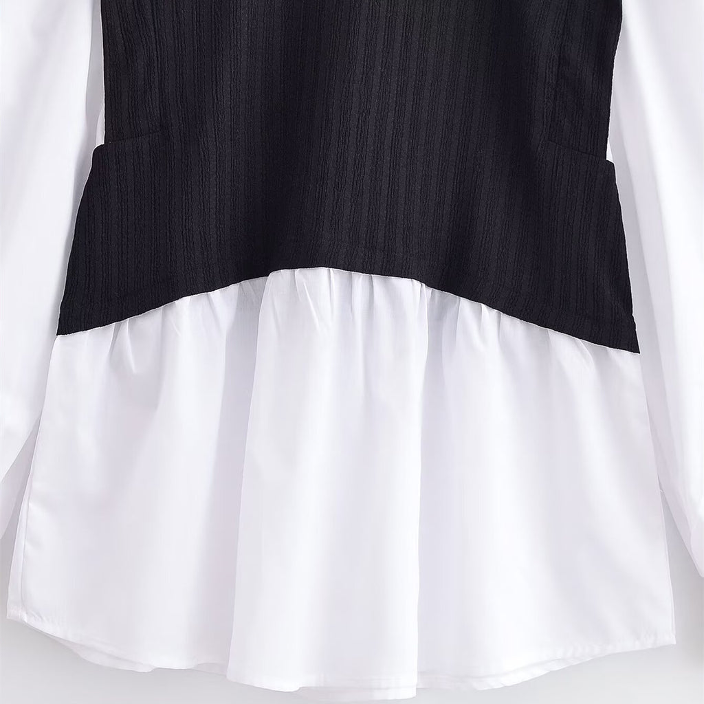 The Monochrome Bishop-Sleeve Vest Top
