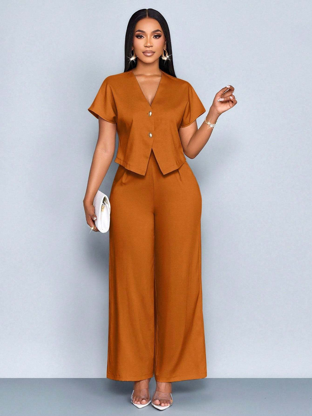 Serena High-Waist Wide-Leg & Cropped Vest Set