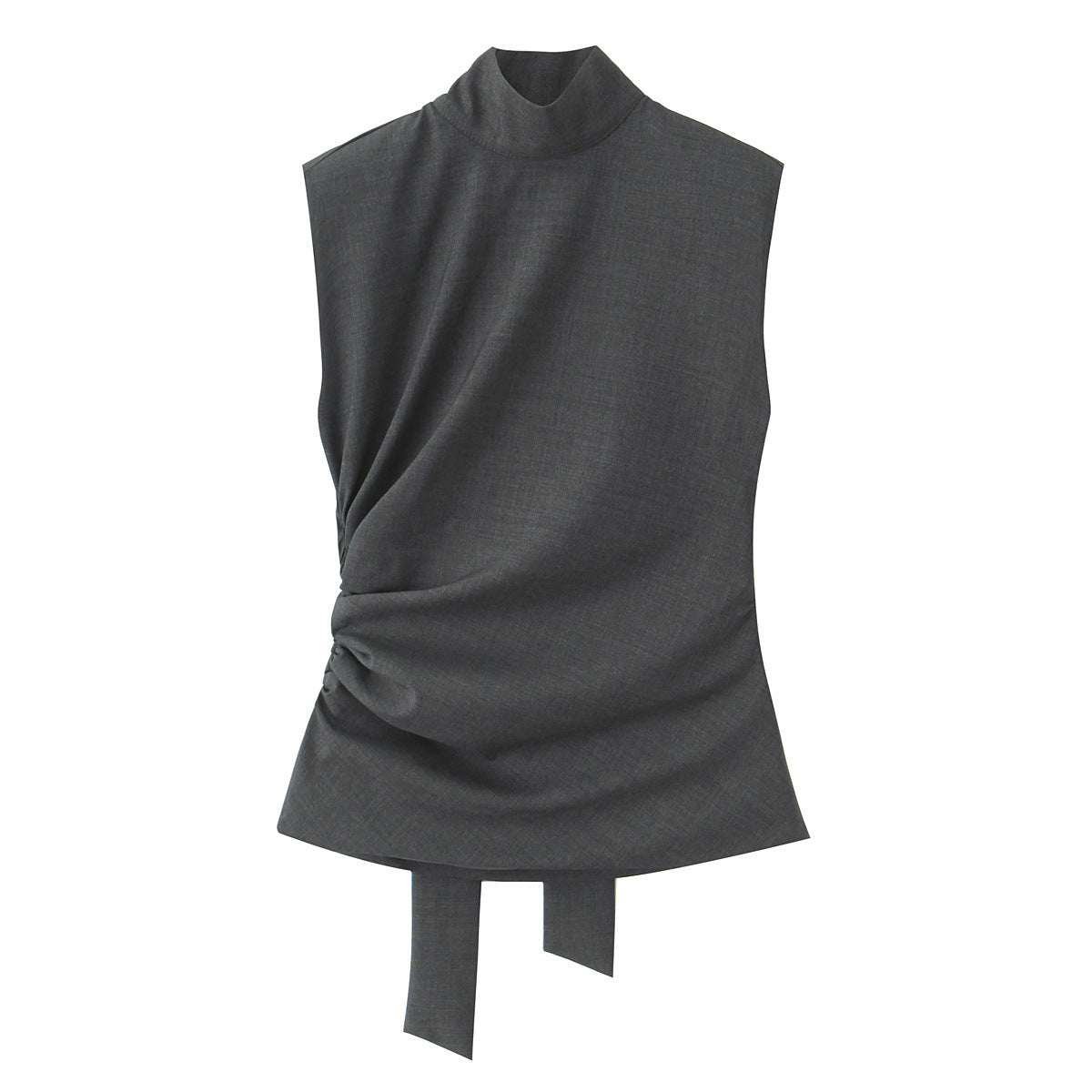 Minimally designed sleeveless top with shoulder pads for women's clothing