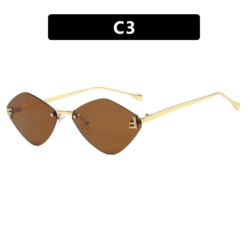Frameless diamond shaped sunglasses