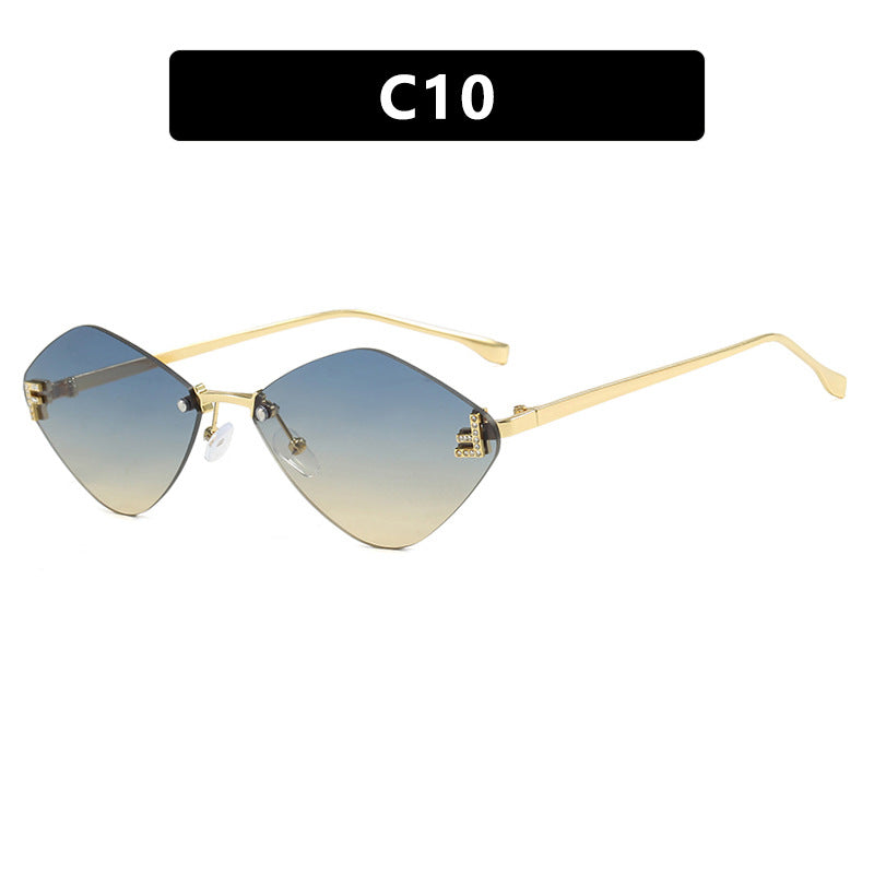 Frameless diamond shaped sunglasses