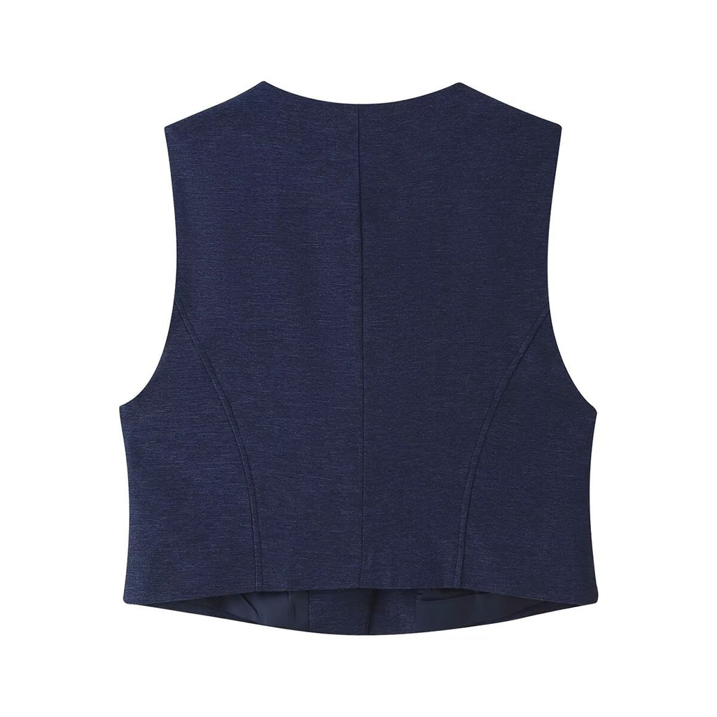 Double breasted vest+straight leg pants set