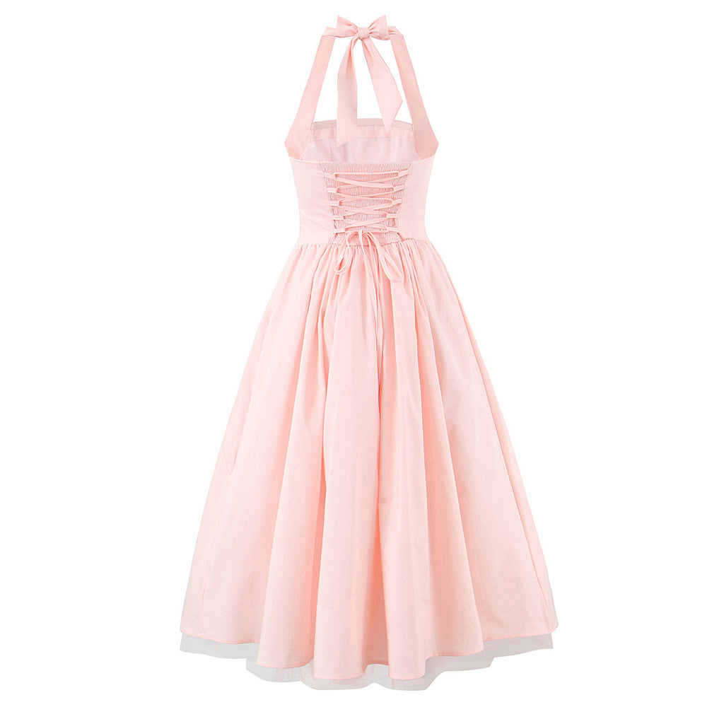 Aria Pastel Pink Halter Midi Dress