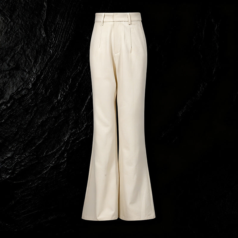 Round neck single row metal buckle short top+micro flared pants two-piece set