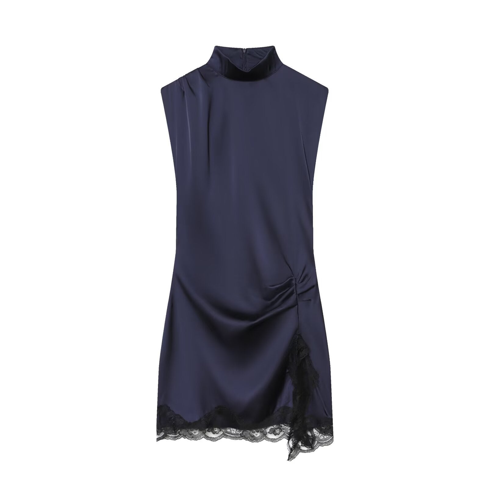 Lace patchwork satin texture  dress