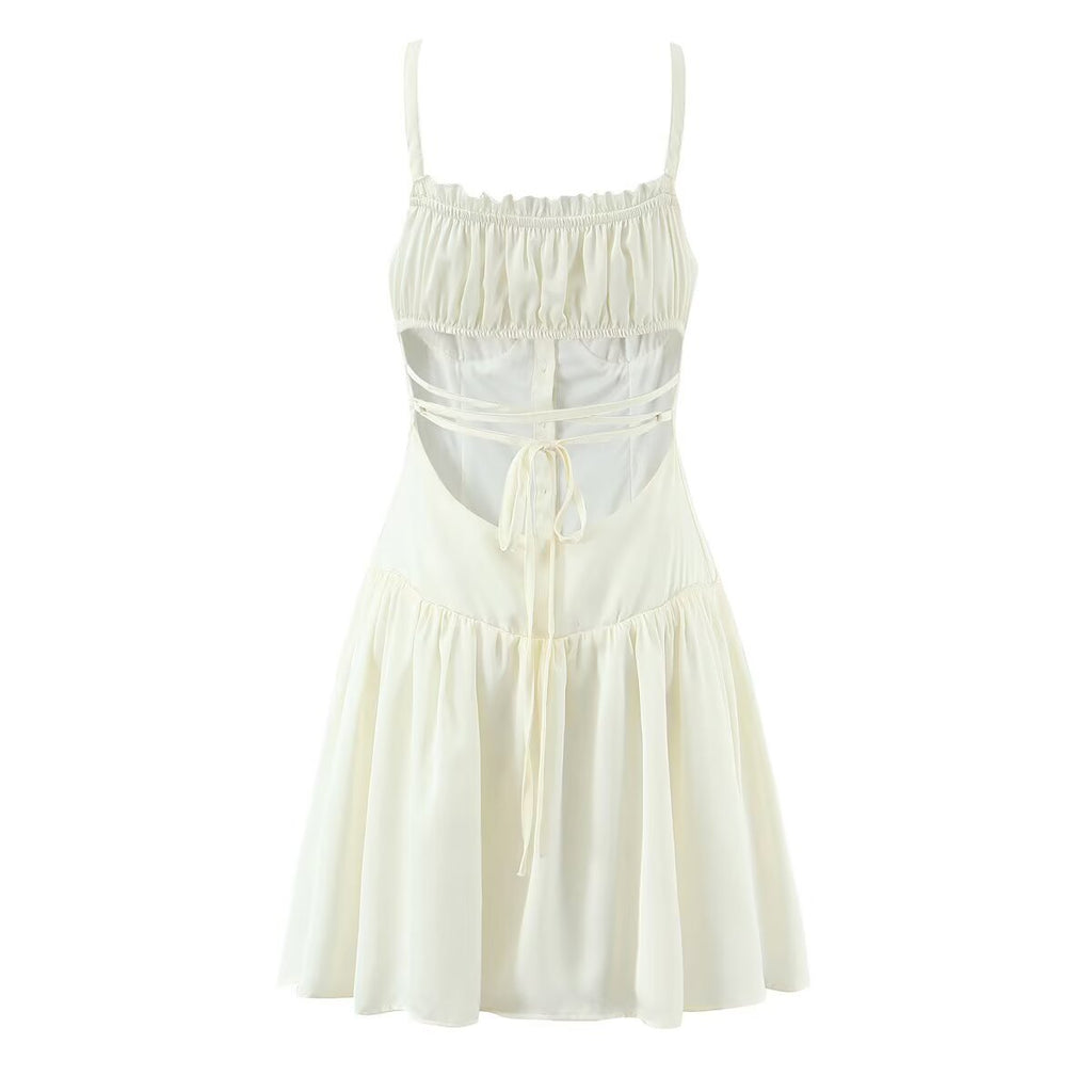 Nina lace up backless suspender dress
