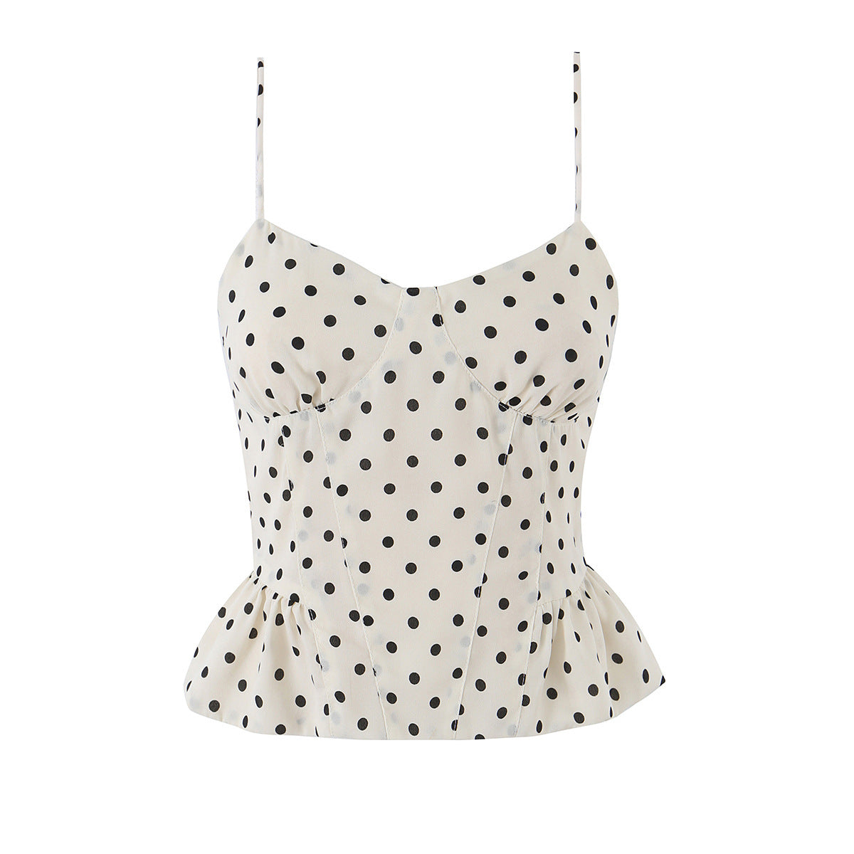 Polka Dot Ruffle Waist Cinch Strap Short Set