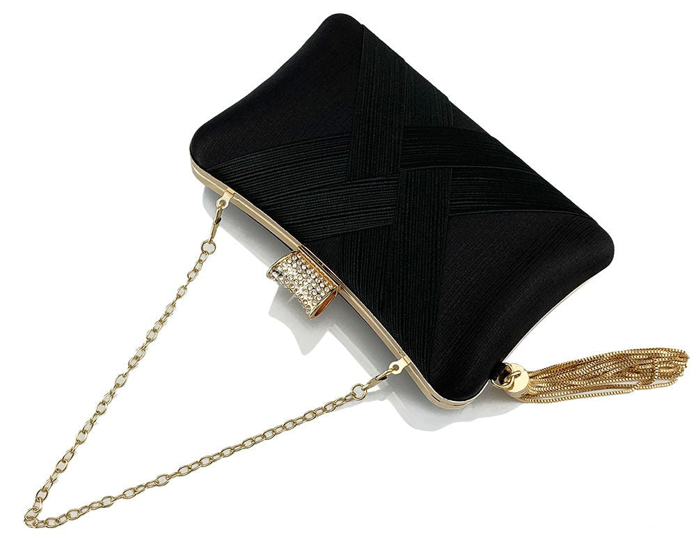Tina Tassel metal woven diamond buckle evening handbag shoulder bag