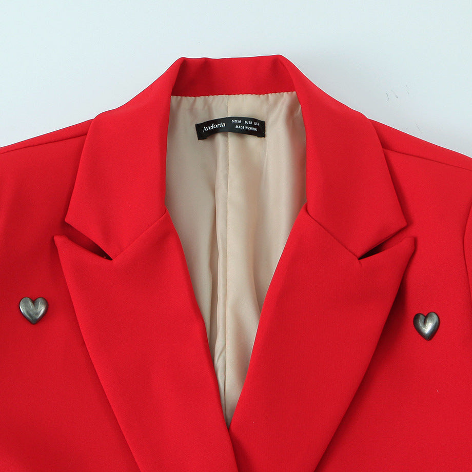 Elegant heart-shaped nail bead jewelry suit jacket