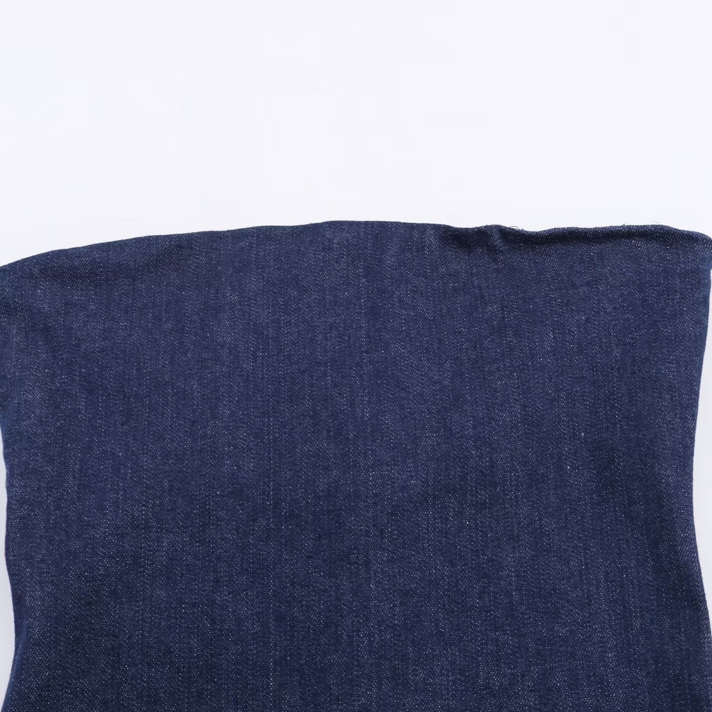 Strapless  asymmetrical denim dress