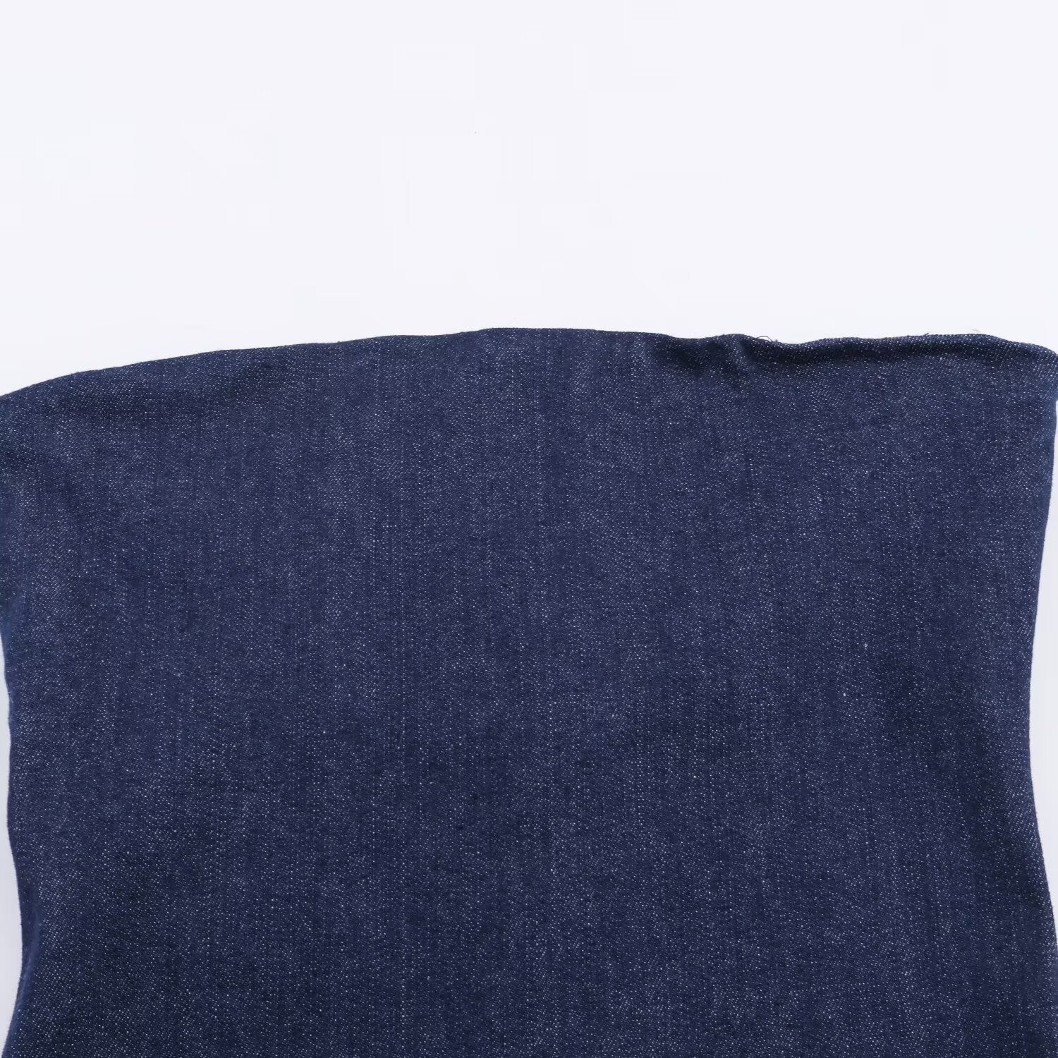 Strapless collar sleeveless asymmetrical denim dress for women