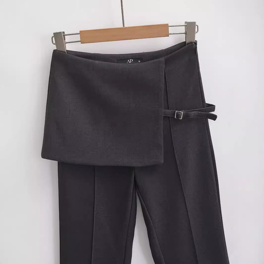 Bobi" Asymmetric Wrap-Front Tailored flared Trousers