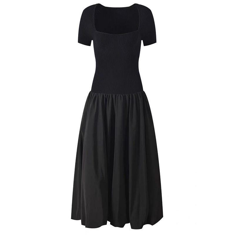 Elegant Houndstooth Style Pleated Fit-and-Flare Dress for Women with Belted Waist and Vintage Charm