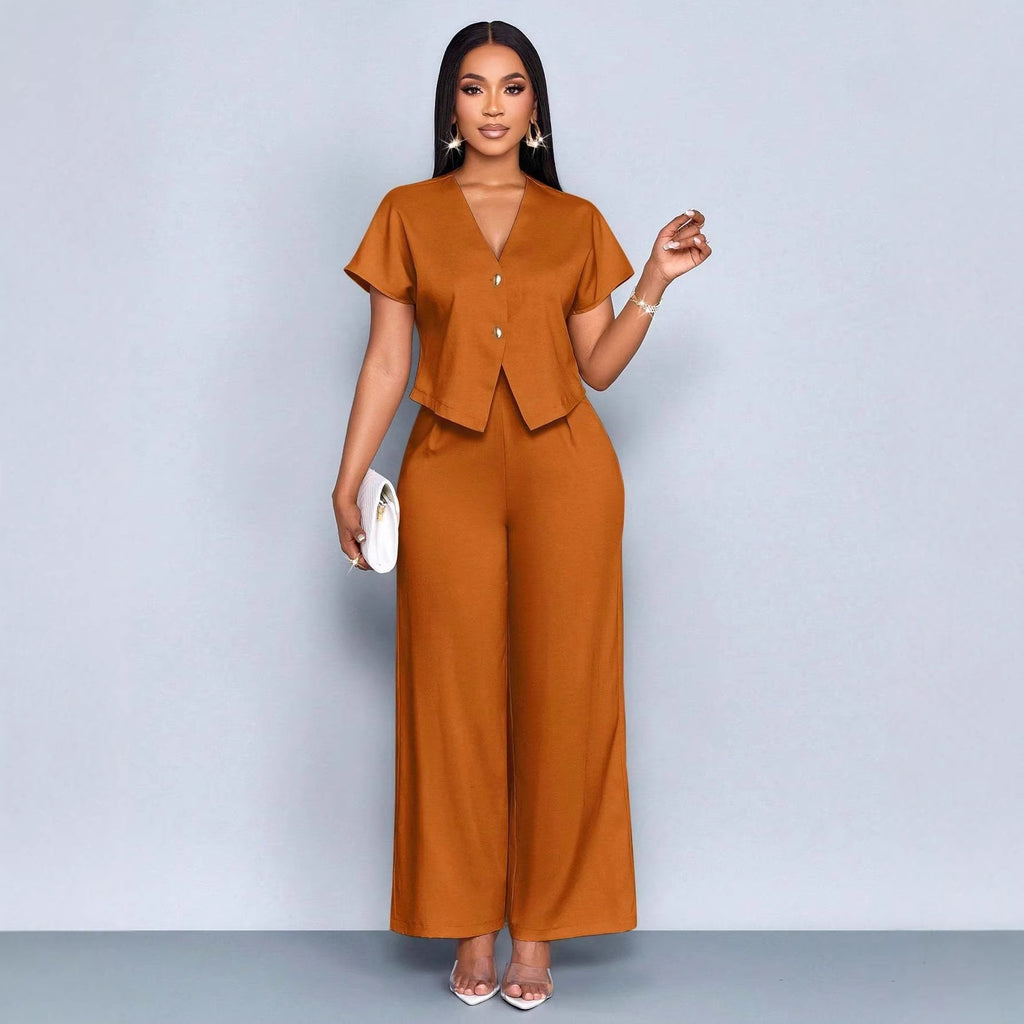 Serena High-Waist Wide-Leg & Cropped Vest Set